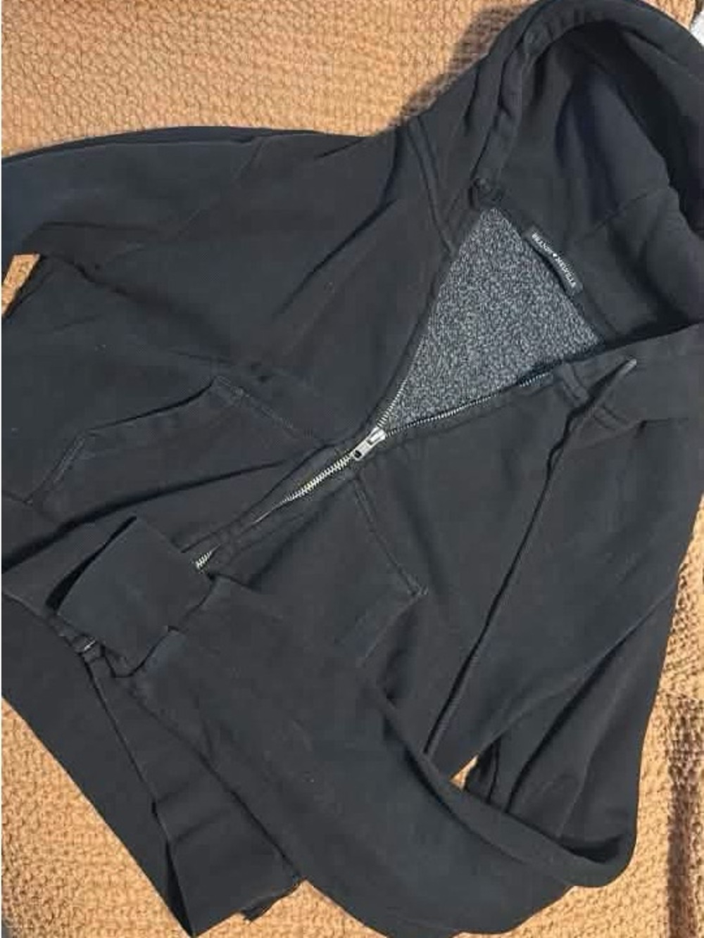 Brandy Melville Black Zip-Up Hooded Jacket